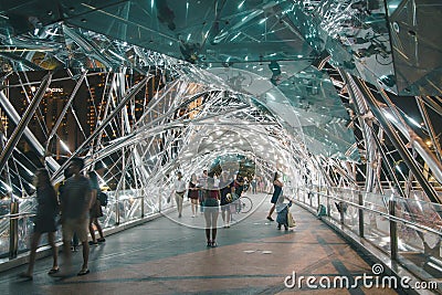 The Time Vortex at the Helix Bridge for Singapore iLight 2019 Editorial Stock Photo